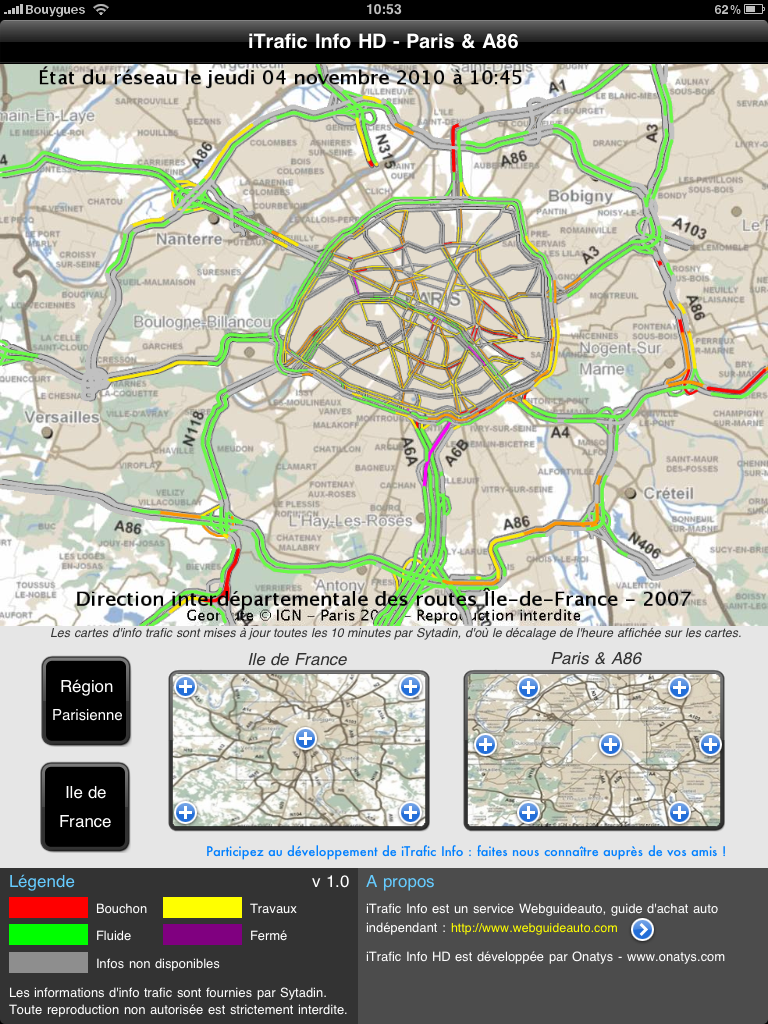 info trafic paris tours